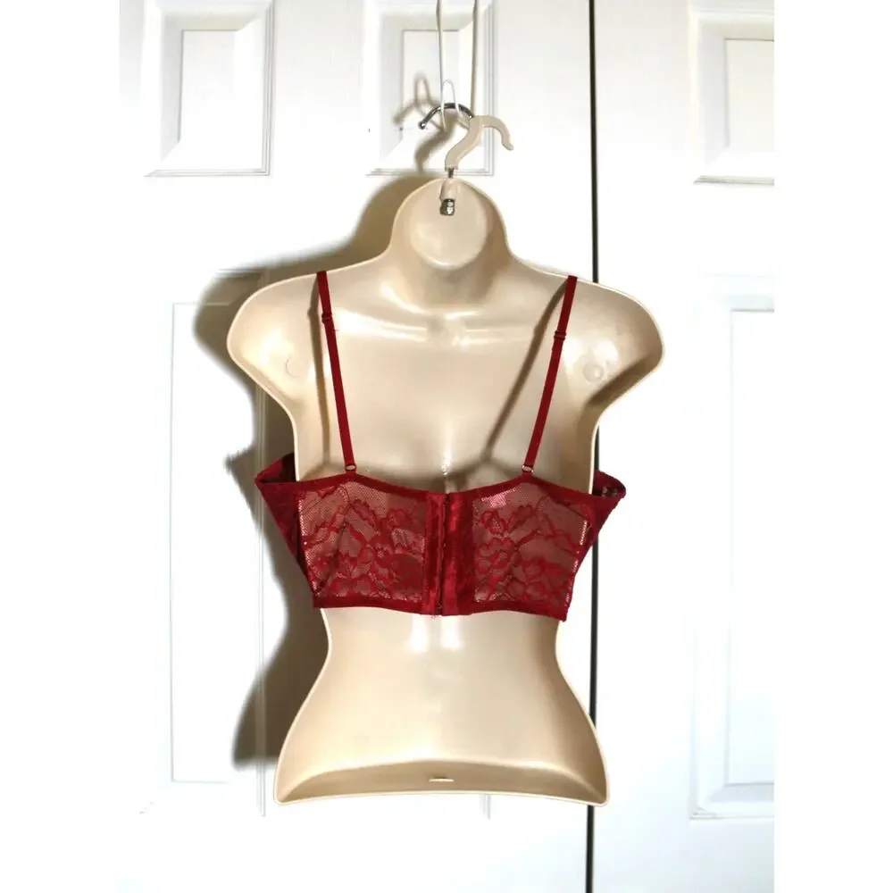 Garage Red Lace Valentina Bustier Bra sz L